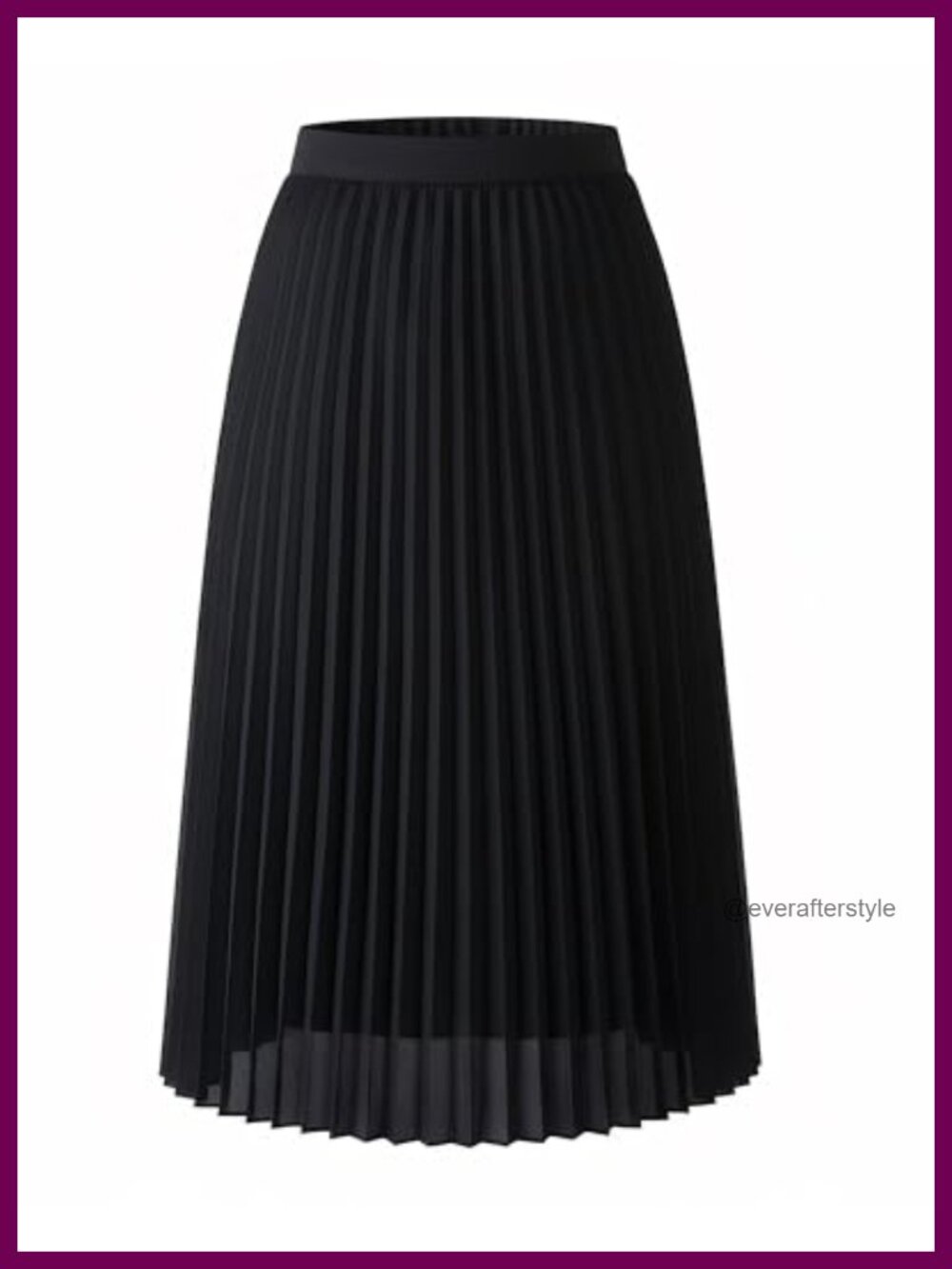 Pleated Midi Skirt High Waist A-Line Lined Chiffon Pull-On